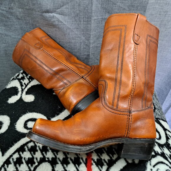 Men Vintage Brown Leather Landis Western Campus Boots